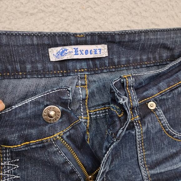EXOCET Jeans Collection Capri Jeans Size 7 Junior Blue Wash Flap Back Pockets - Picture 9 of 13